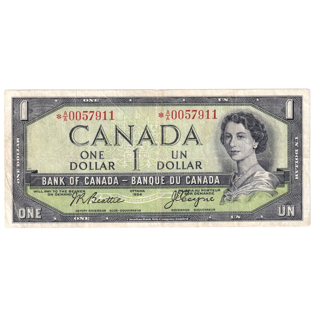 BC-37aA 1954 Canada $1 Beattie-Coyne, *A/A, Fine (F12)