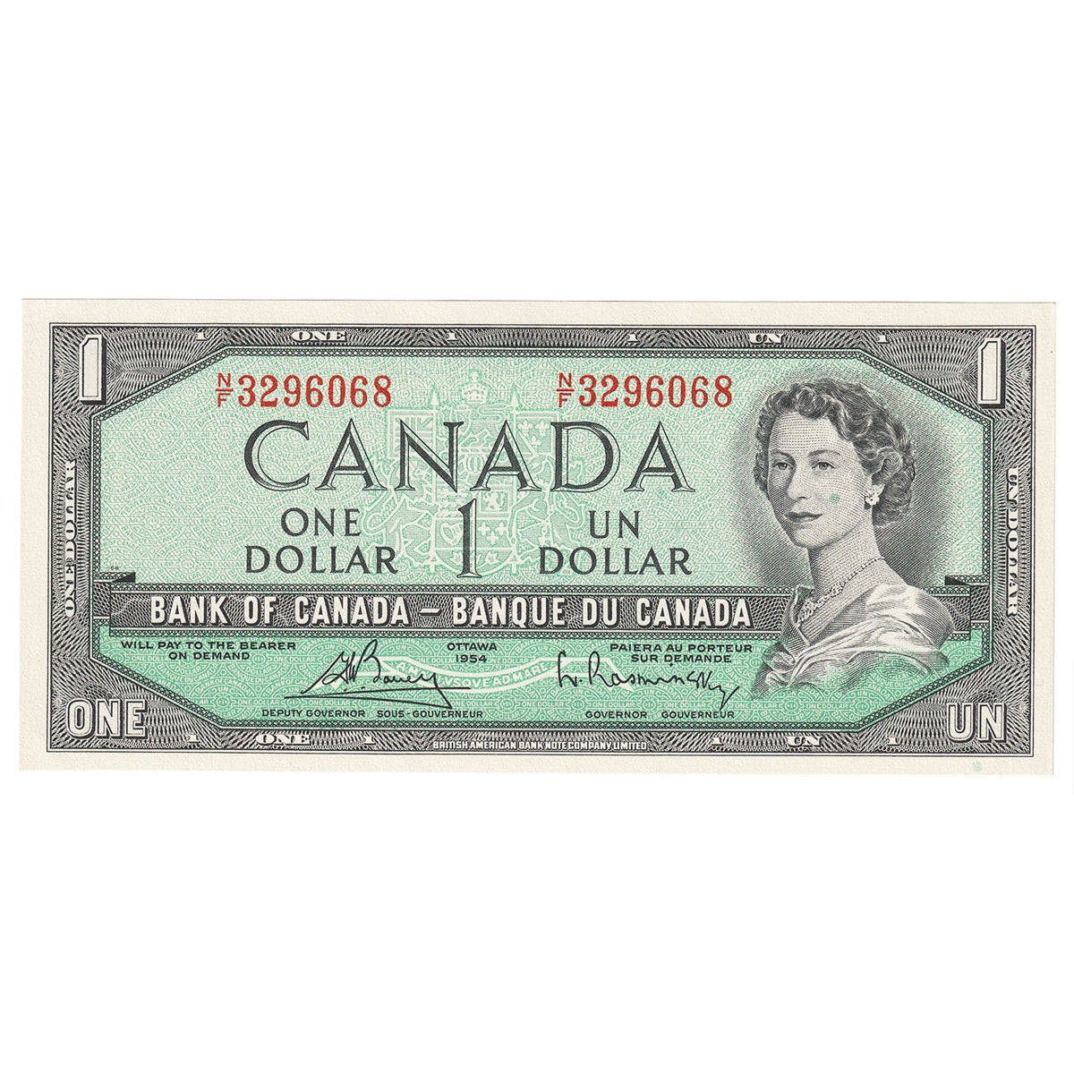 BC-37c 1954 Canada $1 Bouey-Rasminsky, N/F, Choice Uncirculated (CUNC63)