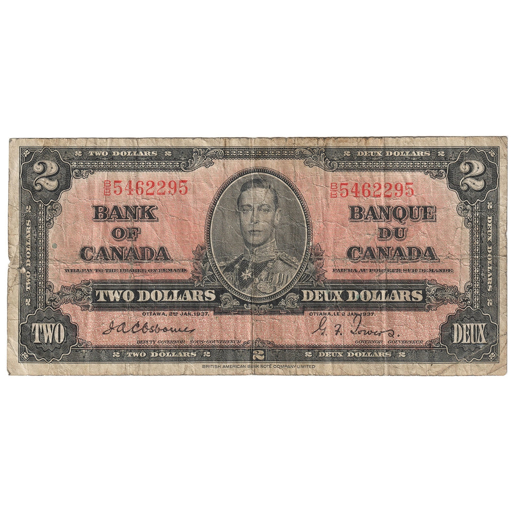 BC-22a 1937 Canada $2 Osborne-Towers, B/B, Fine (F12)
