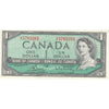 BC-37c 1954 Canada $1 Bouey-Rasminsky, U/F, Almost Uncirculated (AU50)