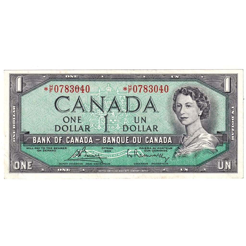 BC-37cA 1954 Canada $1 Bouey-Rasminsky, *H/F, VF-EF (VF30)