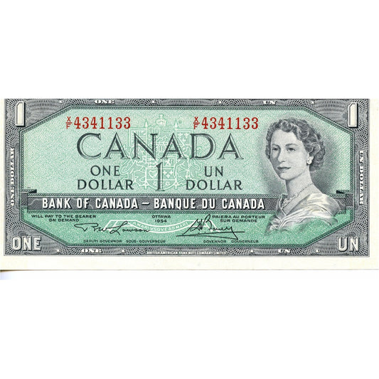BC-37d 1954 Canada $1 Lawson-Bouey, X/F, AU-UNC