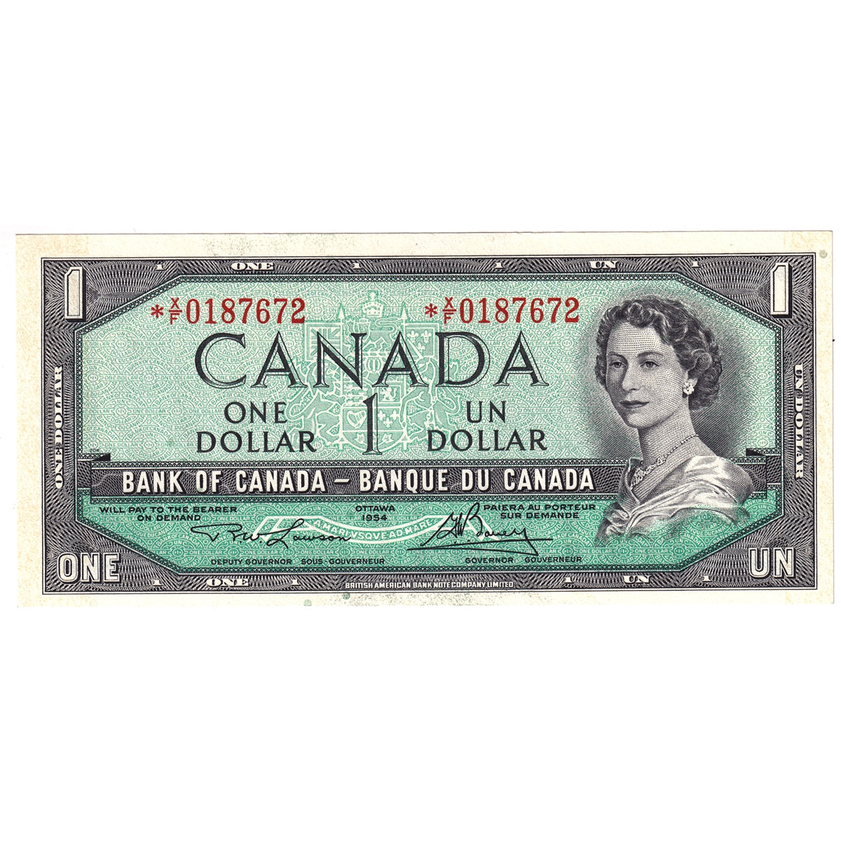 BC-37dA 1954 Canada $1 Lawson-Bouey, *X/F, AU-UNC