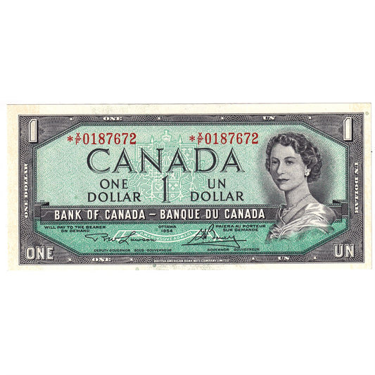 BC-37dA 1954 Canada $1 Lawson-Bouey, *X/F, AU-UNC