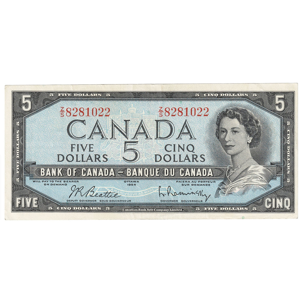 BC-39b 1954 Canada $5 Beattie-Rasminsky, Z/S, EF-AU (EF45)