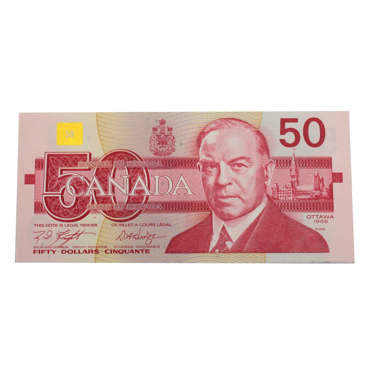 BC-59dA 1988 Canada $50 Knight-Dodge, FME (8.68-9.00), Almost Uncirculated (AU50)