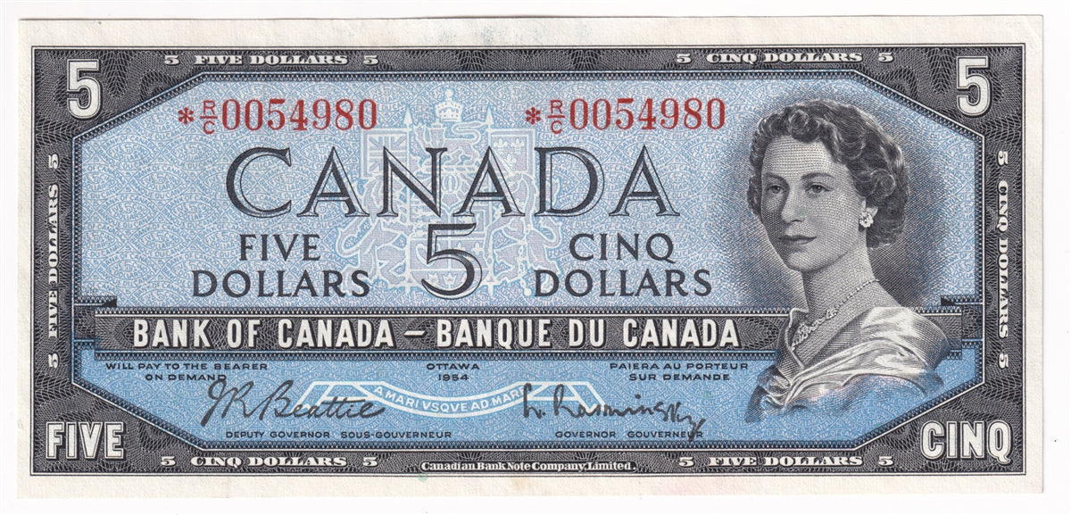 BC-39bA 1954 Canada $5 Beattie-Rasminsky, *R/C, VF-EF (VF30)