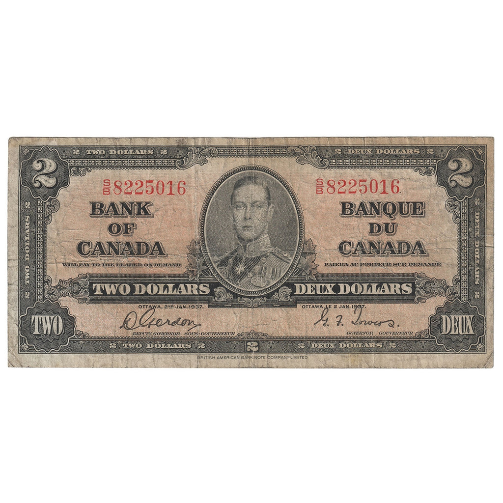 BC-22b 1937 Canada $2 Gordon-Towers, S/B, Very Good (VG8)