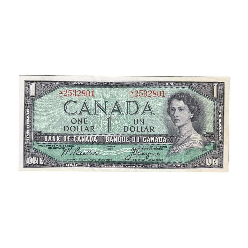 BC-37a 1954 Canada $1 Beattie-Coyne, W/L, VF-EF (VF30)