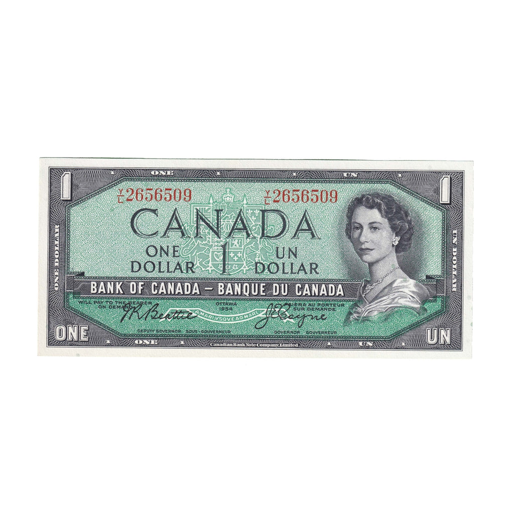 BC-37a 1954 Canada $1 Beattie-Coyne, Y/L, Choice Uncirculated (CUNC63)