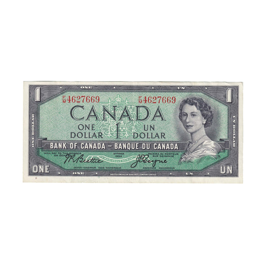 BC-37a-i 1954 Canada $1 Beattie-Coyne, F/M, VF-EF
