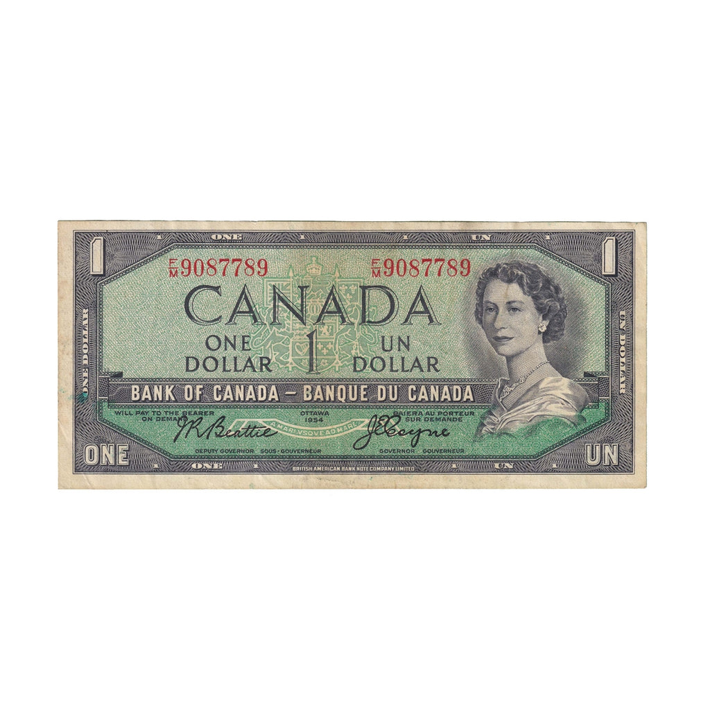BC-37a-i 1954 Canada $1 Beattie-Coyne, F/M, Very Fine (VF20)