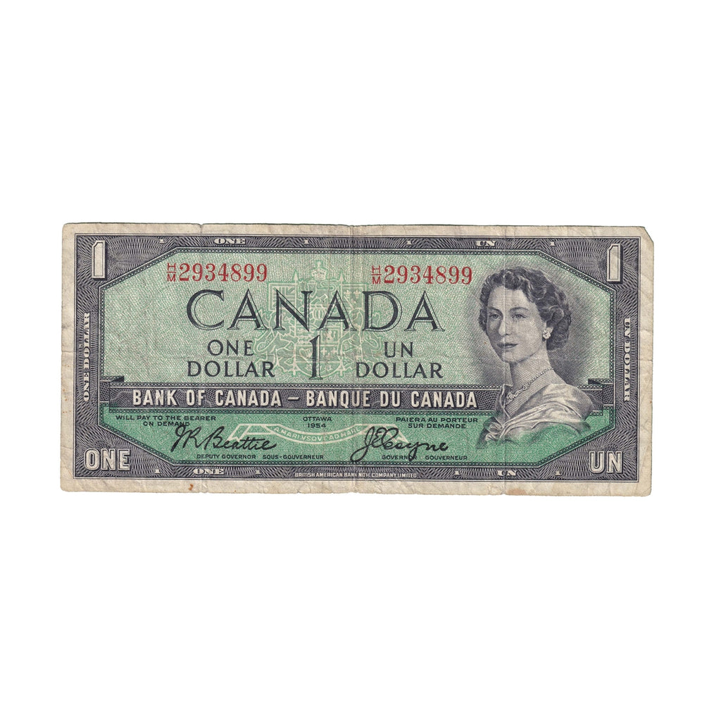 BC-37a-i 1954 Canada $1 Beattie-Coyne, H/M, CIRC