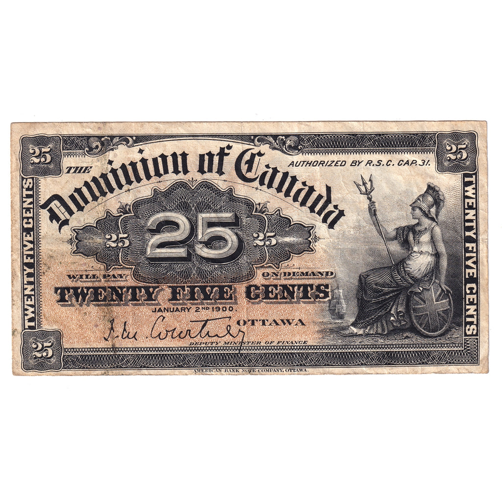 DC-15a 1900 Dominion 25-cent Shinplaster Courtney, Very Fine (VF20)
