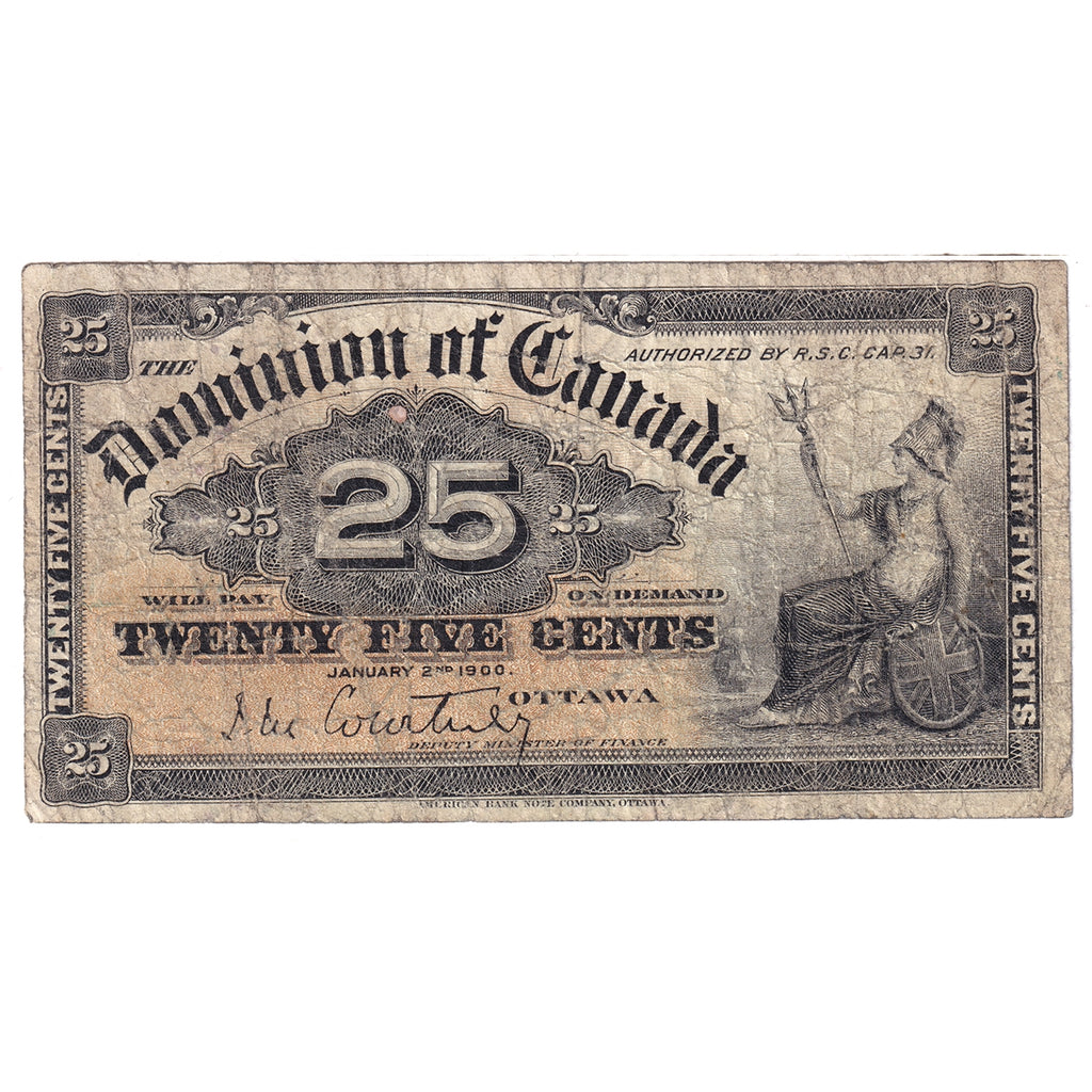 DC-15a 1900 Dominion 25 cent Shinplaster Courtney, G-VG (G6)