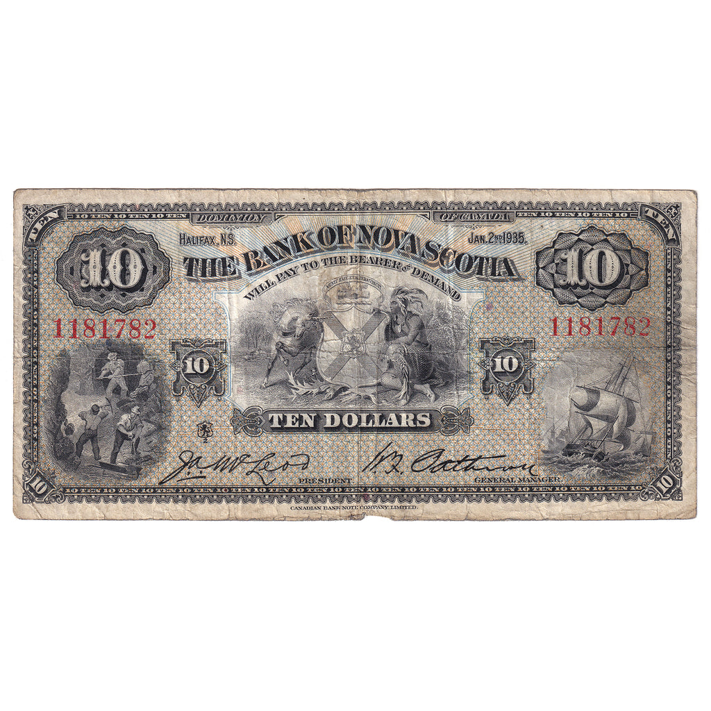 550-36-04 1935 Bank of Nova Scotia $10 McLeod-Patterson, VG-F (VG10)