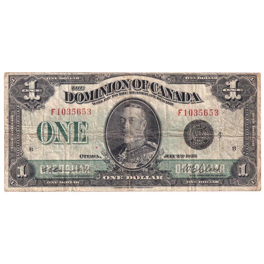 DC-25o 1923 Dominion $1 Campbell-Clark, Black Seal, Group 4, Series F, F