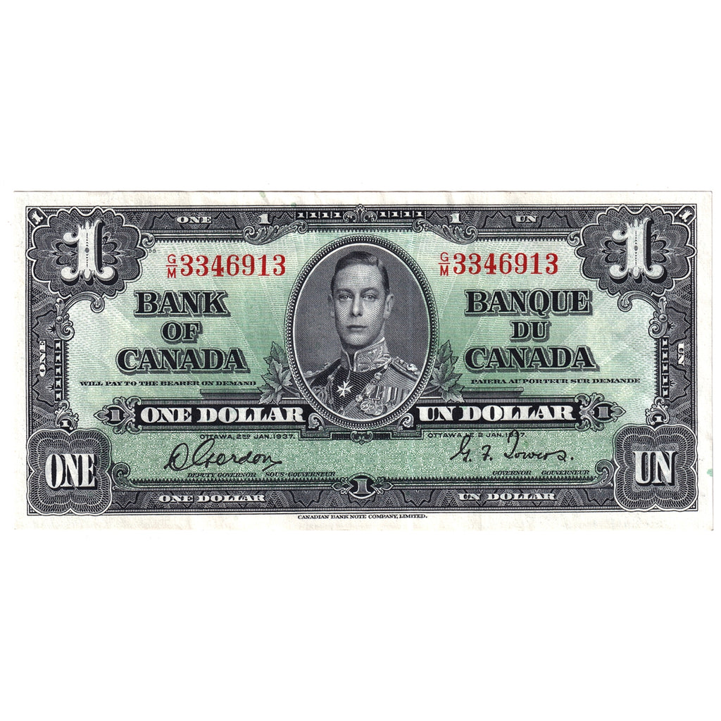 BC-21c 1937 Canada $1 Gordon-Towers, G/M, Extra Fine (EF40)