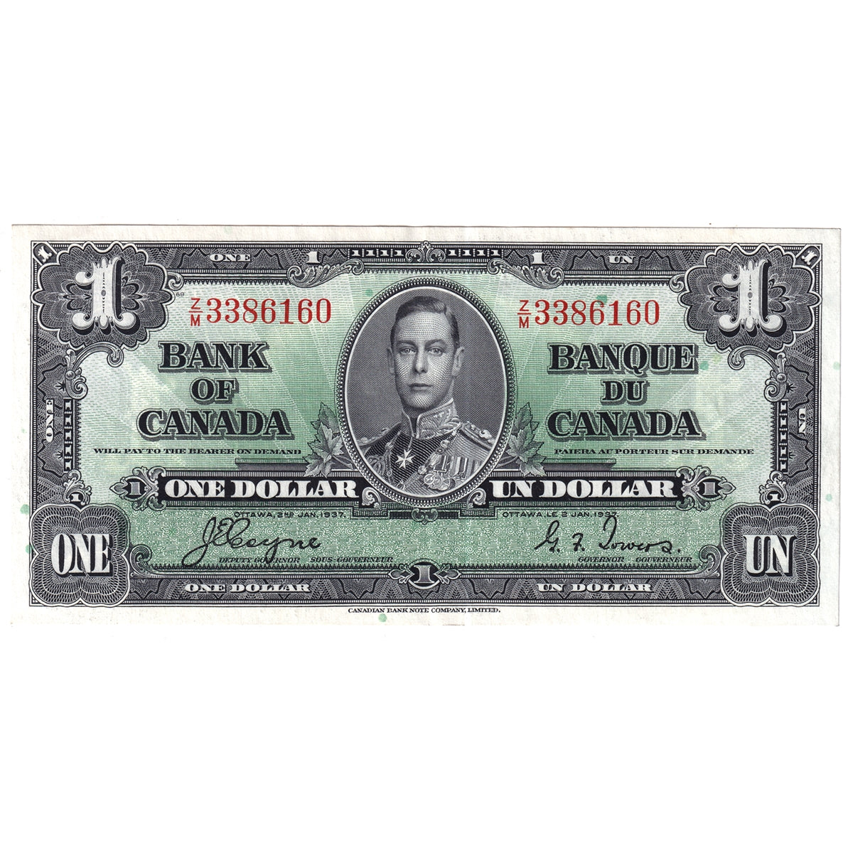BC-21d 1937 Canada $1 Coyne-Towers, Z/M, EF-AU (EF45)
