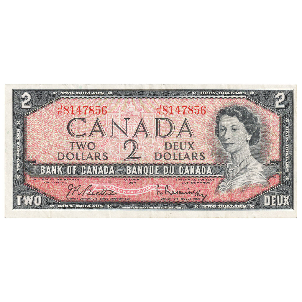 BC-38b 1954 Canada $2 Beattie-Rasminsky, J/R, Very Fine (VF20)
