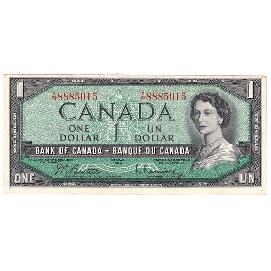 BC-37b 1954 Canada $1 Beattie-Rasminsky, X/N, AU-UNC