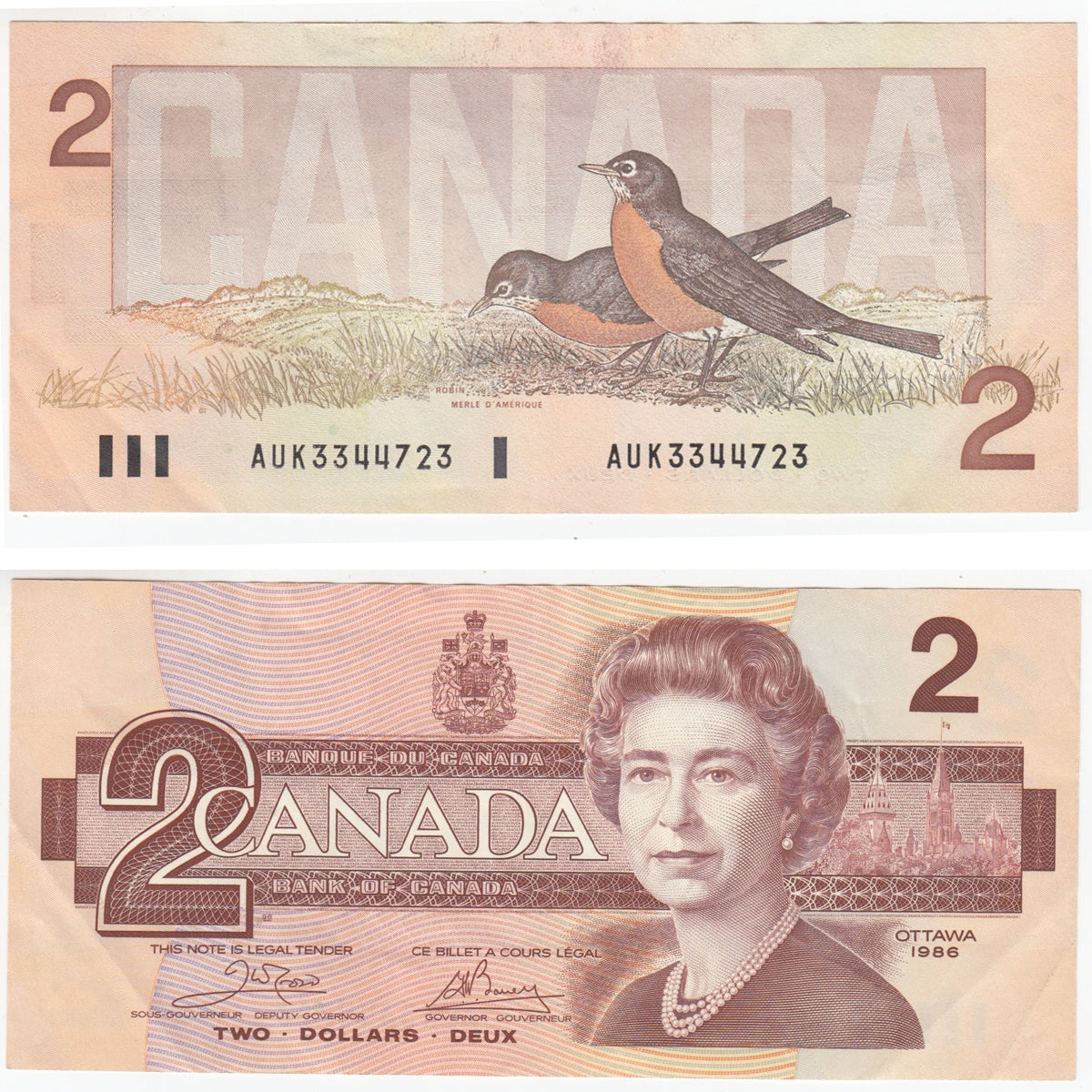 BC-55a 1986 Canada $2 Crow-Bouey, AUK, VF-EF (VF30)