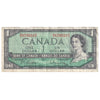 BC-37b 1954 Canada $1 Beattie-Rasminsky, W/N no FPN, Very Fine (VF20)