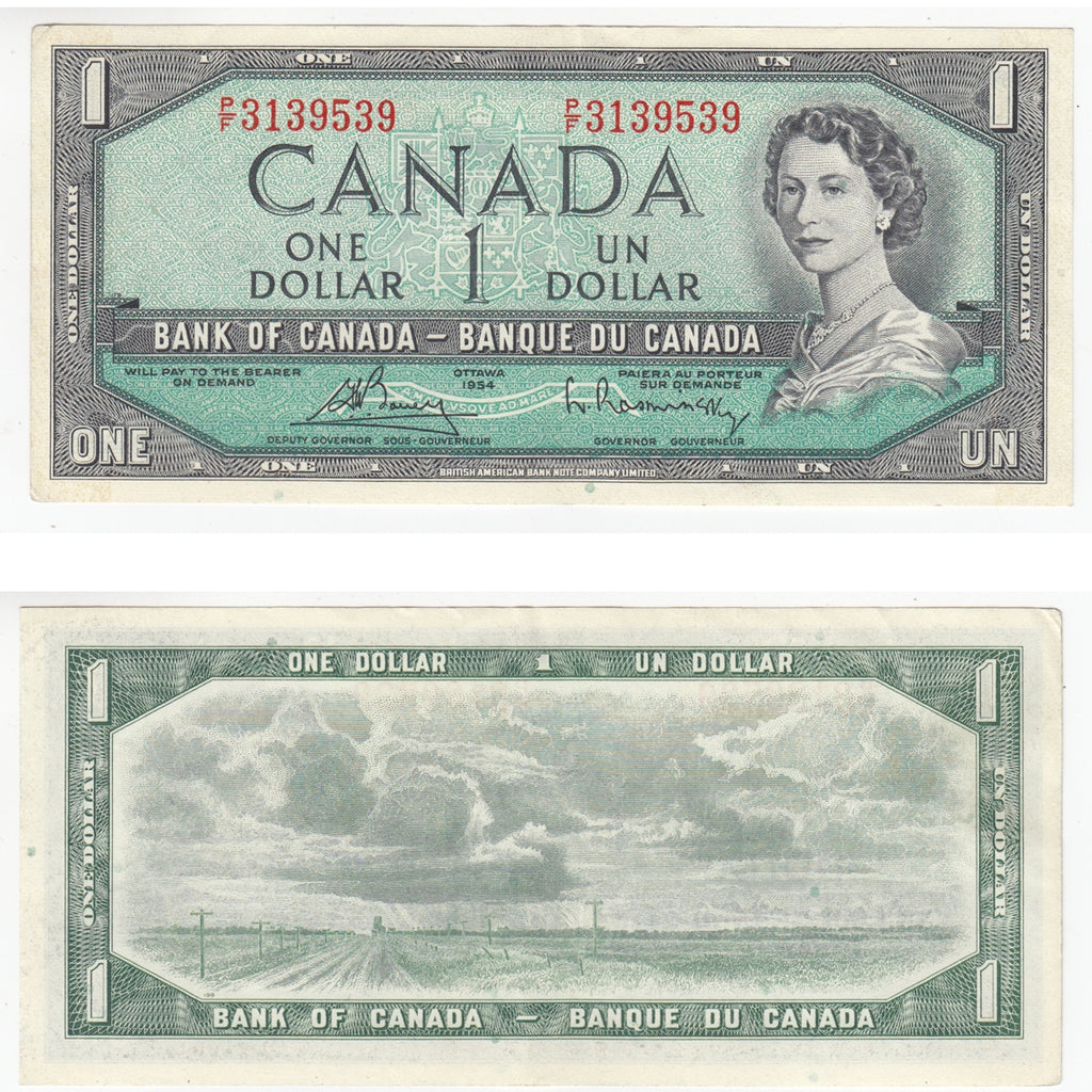 BC-37c 1954 Canada $1 Bouey-Rasminsky, S/F, Uncirculated (MS60)