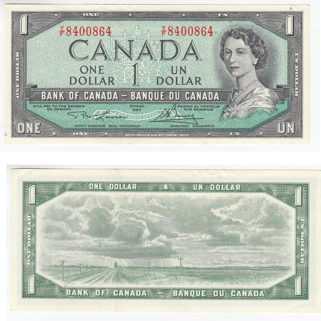 BC-37d 1954 Canada $1 Lawson-Bouey, Y/F, Extra Fine (EF40)