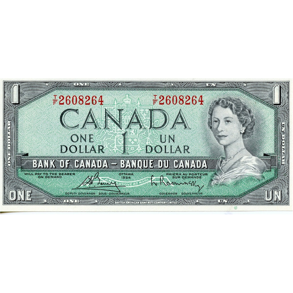 BC-37c 1954 Canada $1 Bouey-Rasminsky, T/F, Uncirculated (MS60)