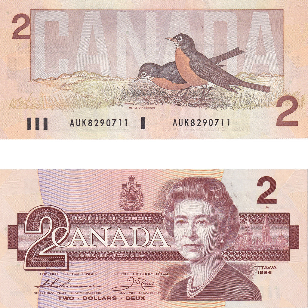 BC-55b 1986 Canada $2 Thiessen-Crow, AUK, Extra Fine (EF40)