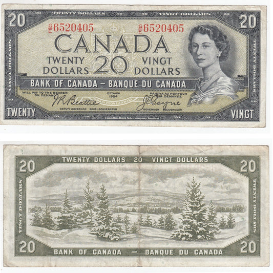 BC-41a 1954 Canada $20 Beattie-Coyne, G/E, F-VF