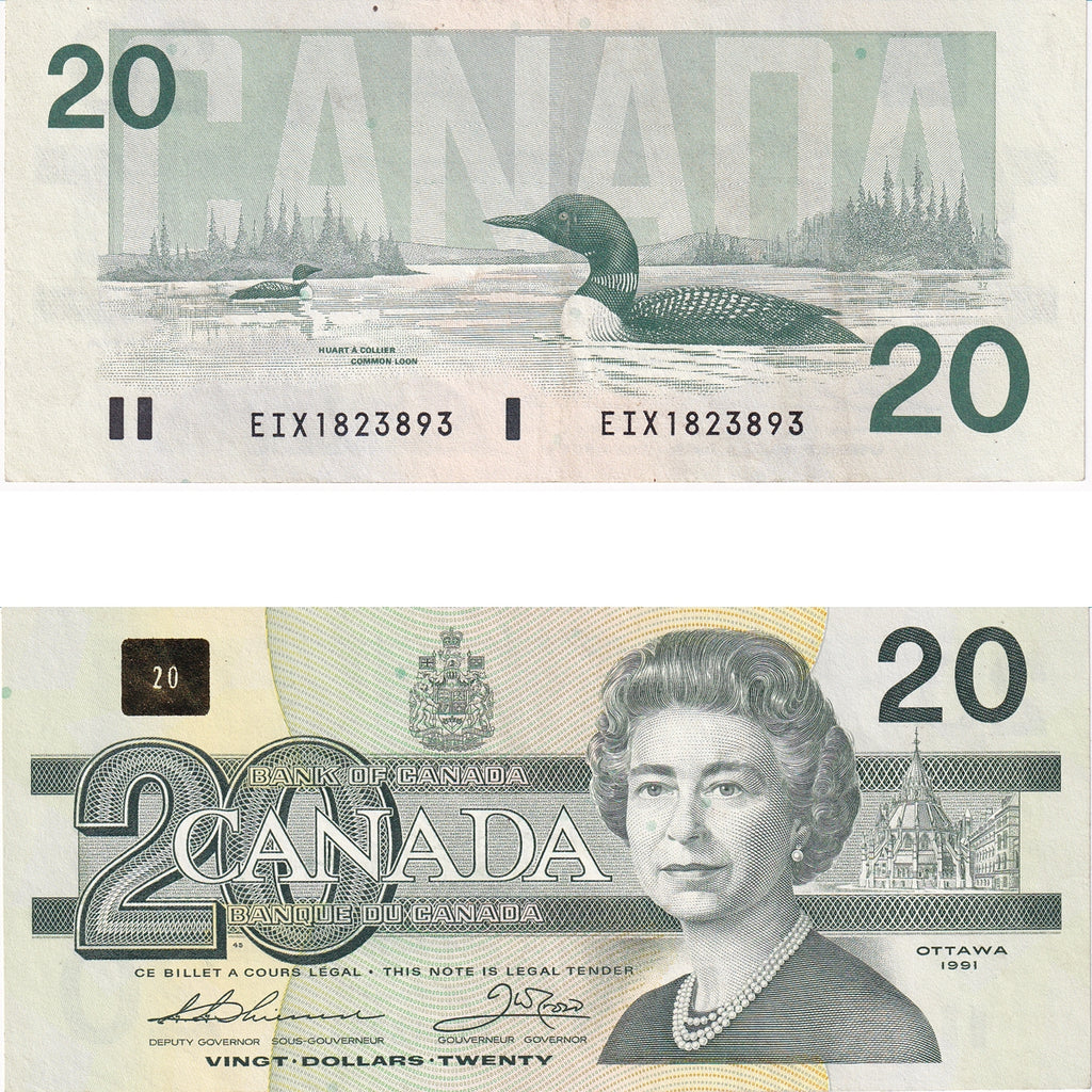 BC-58aA-i 1991 Canada $20 EIX with Serifs, Circ