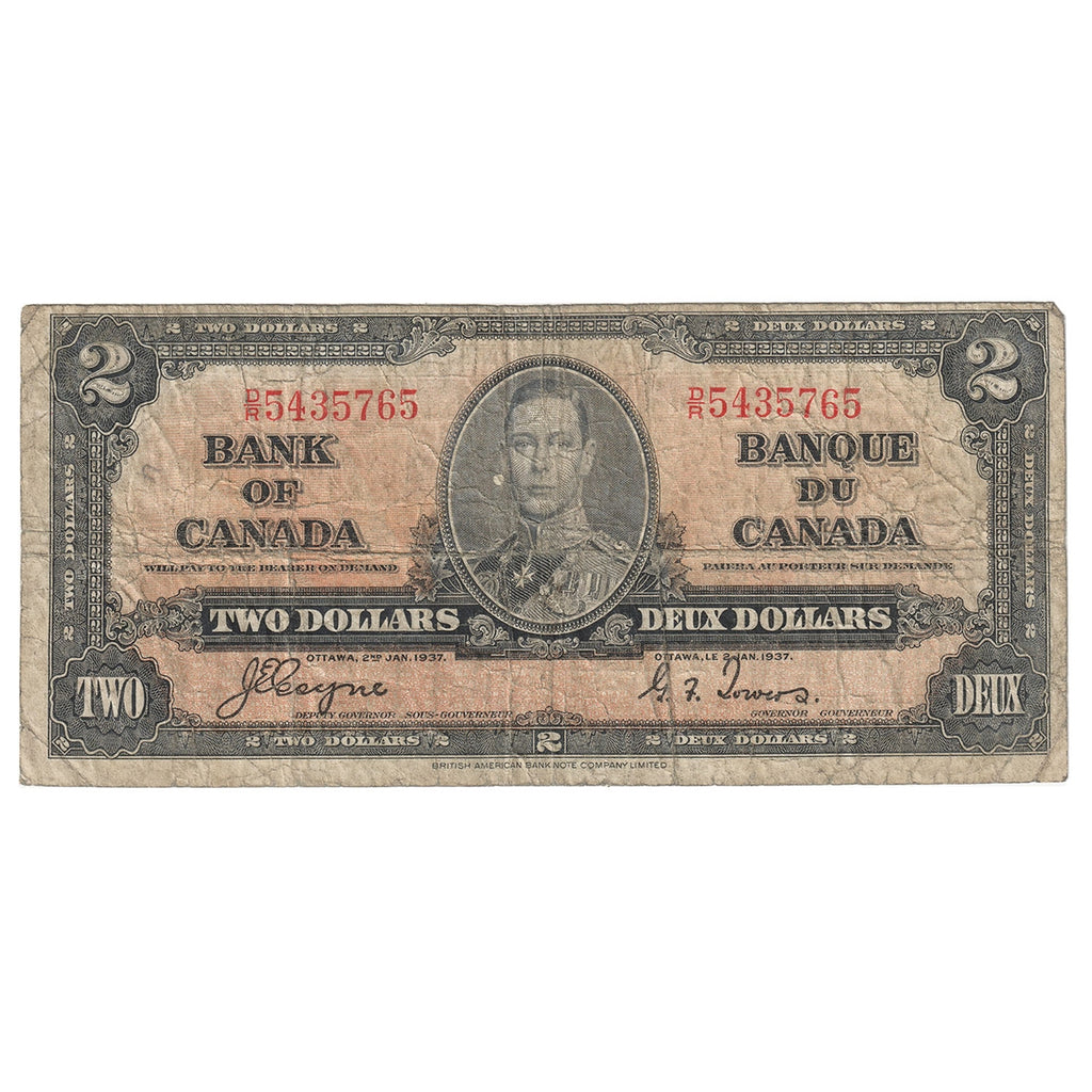 BC-22c 1937 Canada $2 Coyne-Towers, D/R, Very Good (VG8)
