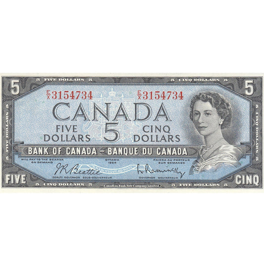 BC-39b 1954 Canada $5 Beattie-Rasminsky, E/X, AU