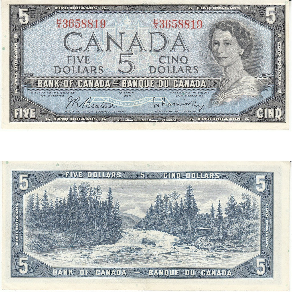 BC-39b 1954 Canada $5 Beattie-Rasminsky, H/X, Extra Fine (EF40)
