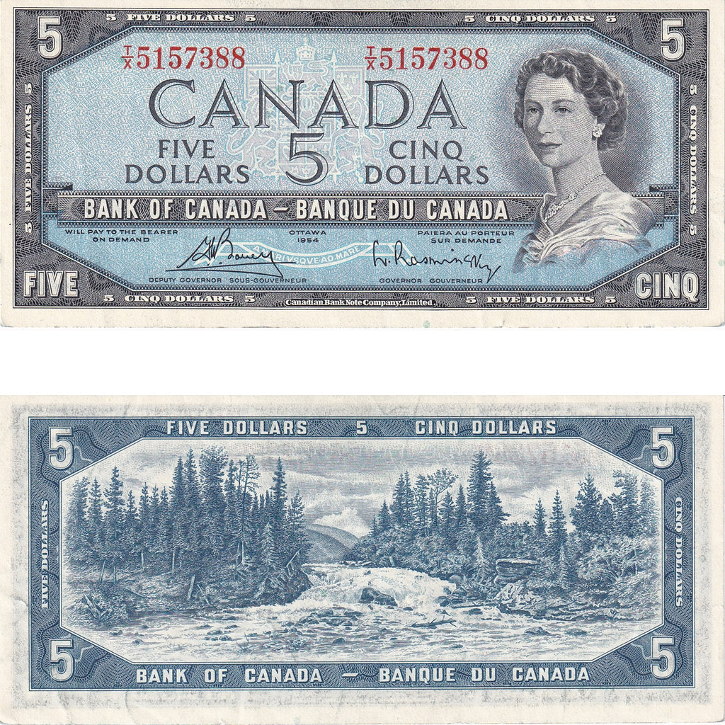 BC-39c 1954 Canada $5 Bouey-Rasminsky, T/X, Extra Fine (EF40)