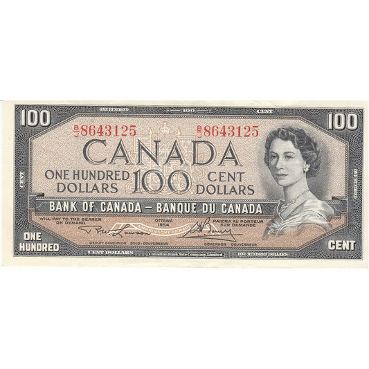 BC-43c 1954 Canada $100 Lawson-Bouey, B/J, EF-AU