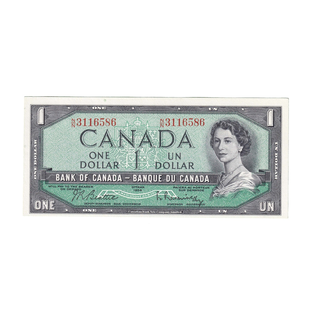 BC-37b 1954 Canada $1 Beattie-Rasminsky, N/N, Choice Uncirculated (CUNC63)