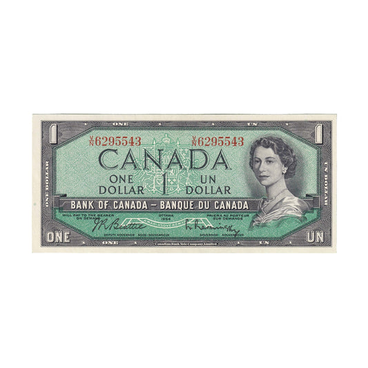 BC-37b 1954 Canada $1 Beattie-Rasminsky, V/N, AU-UNC