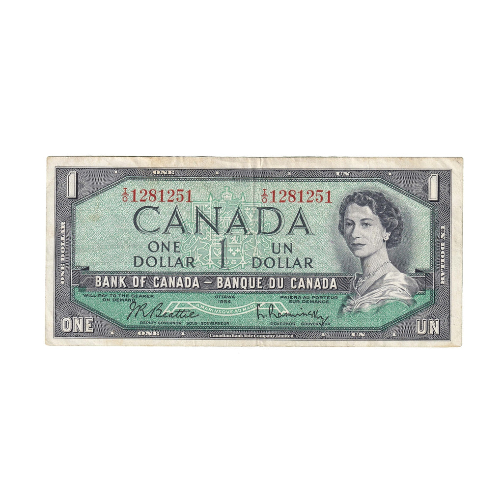 BC-37b 1954 Canada $1 Beattie-Rasminsky, I/O, Extra Fine (EF40)