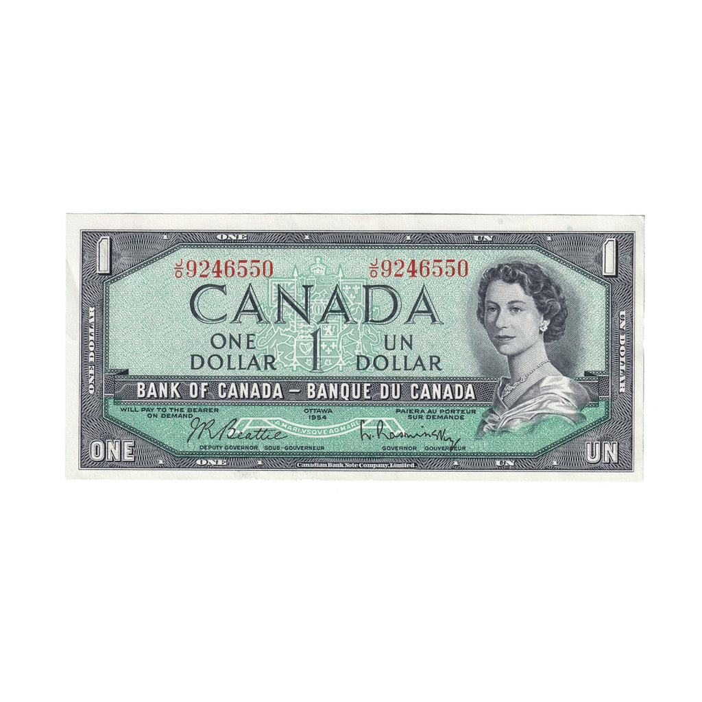 BC-37b 1954 Canada $1 Beattie-Rasminsky, J/O, EF-AU (EF45)