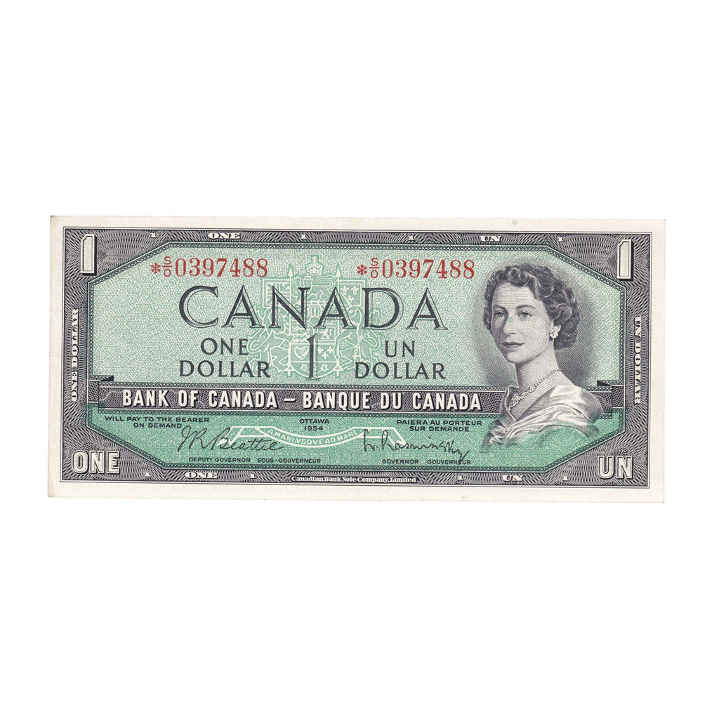 BC-37bA 1954 Canada $1 Beattie-Rasminsky, *S/O, AU-UNC