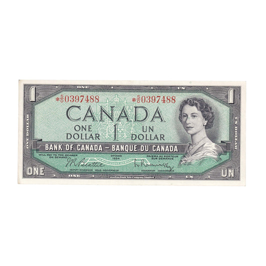 BC-37bA 1954 Canada $1 Beattie-Rasminsky, *S/O, AU-UNC