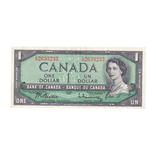 BC-37b-i 1954 Canada $1 Beattie-Rasminsky, I/M, EF