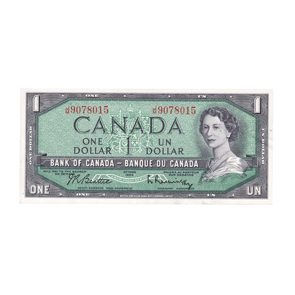 BC-37b-i 1954 Canada $1 Beattie-Rasminsky, J/M, EF-AU (EF45)