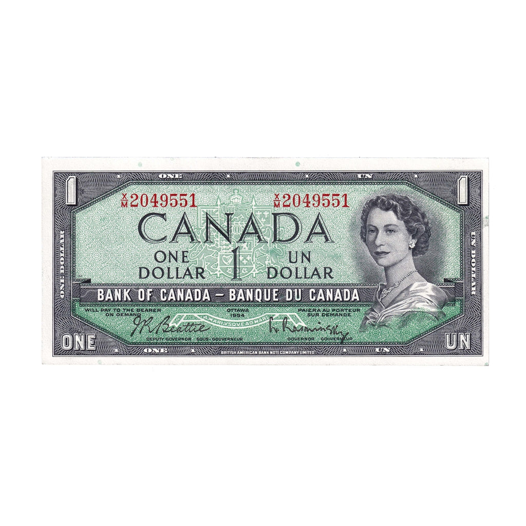 BC-37b-i 1954 Canada $1 Beattie-Rasminsky, X/M, Uncirculated (MS60)