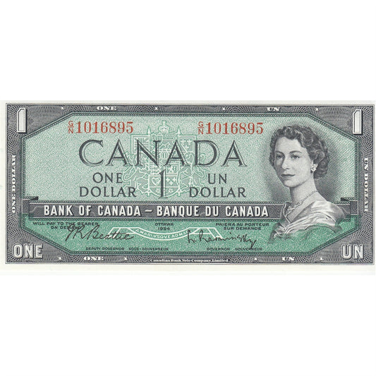 BC-37b 1954 Canada $1 Beattie-Rasminsky, G/N, Uncirculated (MS60)