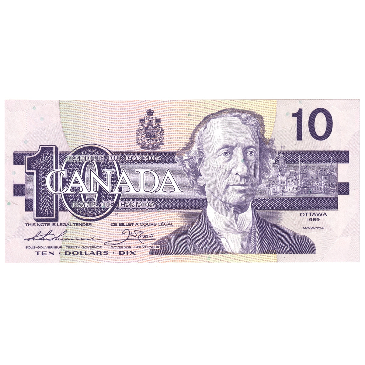 BC-57a 1989 Canada $10 Thiessen-Crow, ATB, Choice Uncirculated (CUNC63)