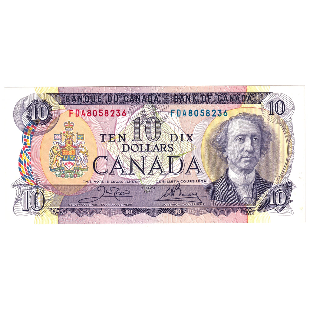 BC-49d 1971 Canada $10 Crow-Bouey, FDA, AU-UNC (AU55)